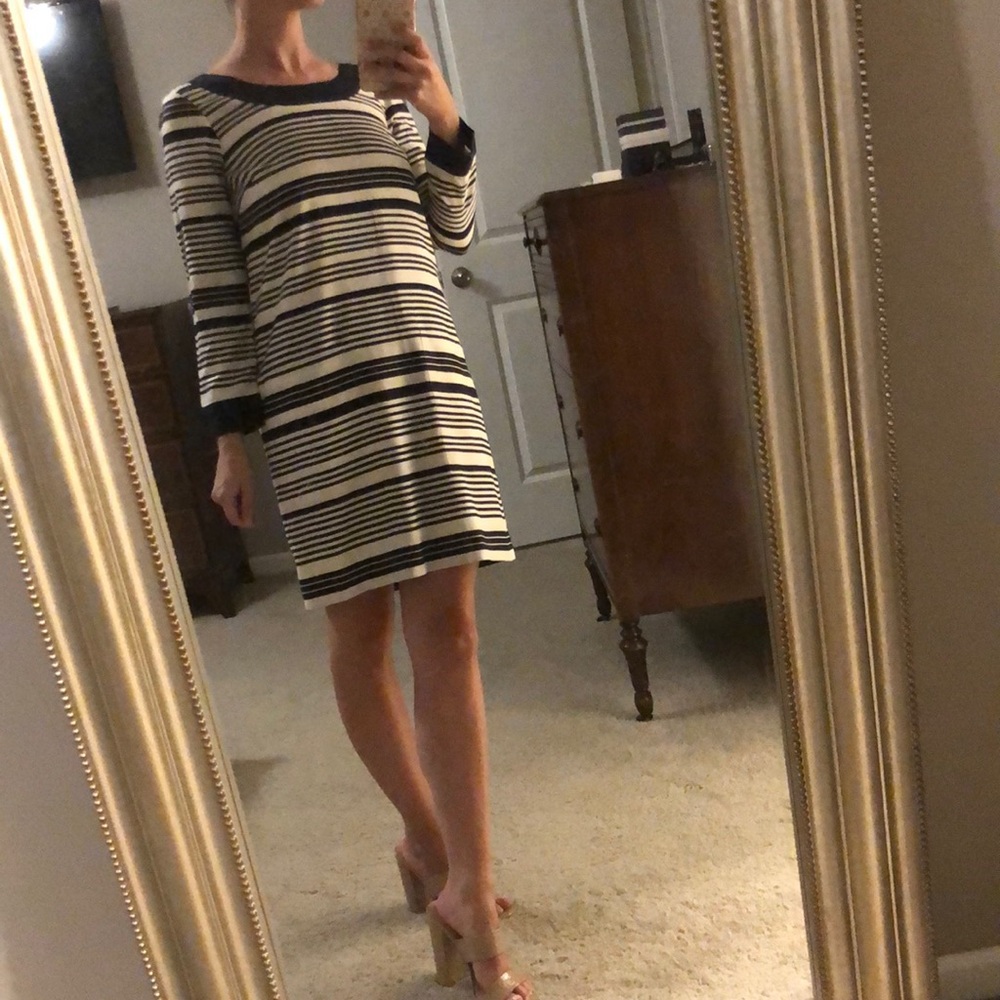 J. Crew navy + white stripe dress- sz 00 - pockets